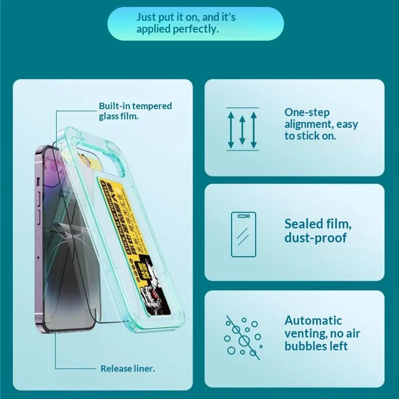 WEKOME WTP-034 for iPhone 18 Pro Anti-Spy Screen Protector 0.33mm Full Coverage Privacy High Aluminium-Silicon Glass Film with Automatic Alignment Dust-Free Tool - Black