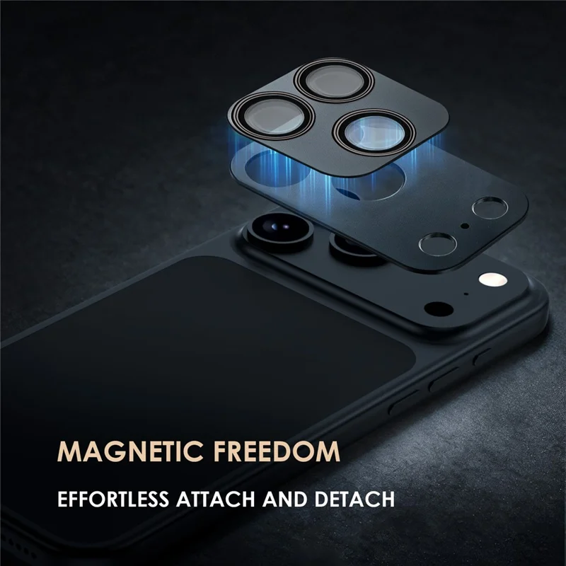 LEREACH for iPhone 18 Pro Max / 17 Pro Max Camera Lens Protector Magnetic High-Transparency Tempered Glass Lens Film - Matte Black