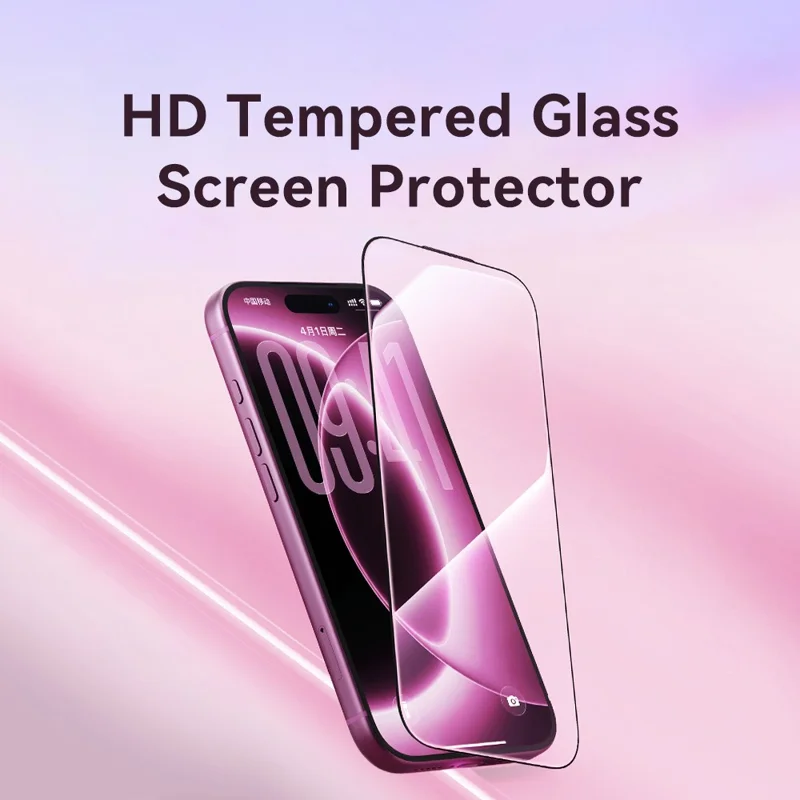 ROCK for iPhone 18 Pro Max Tempered Glass Full Screen Protector Silk Printing Ultra Clear Full Glue Film - Transparent