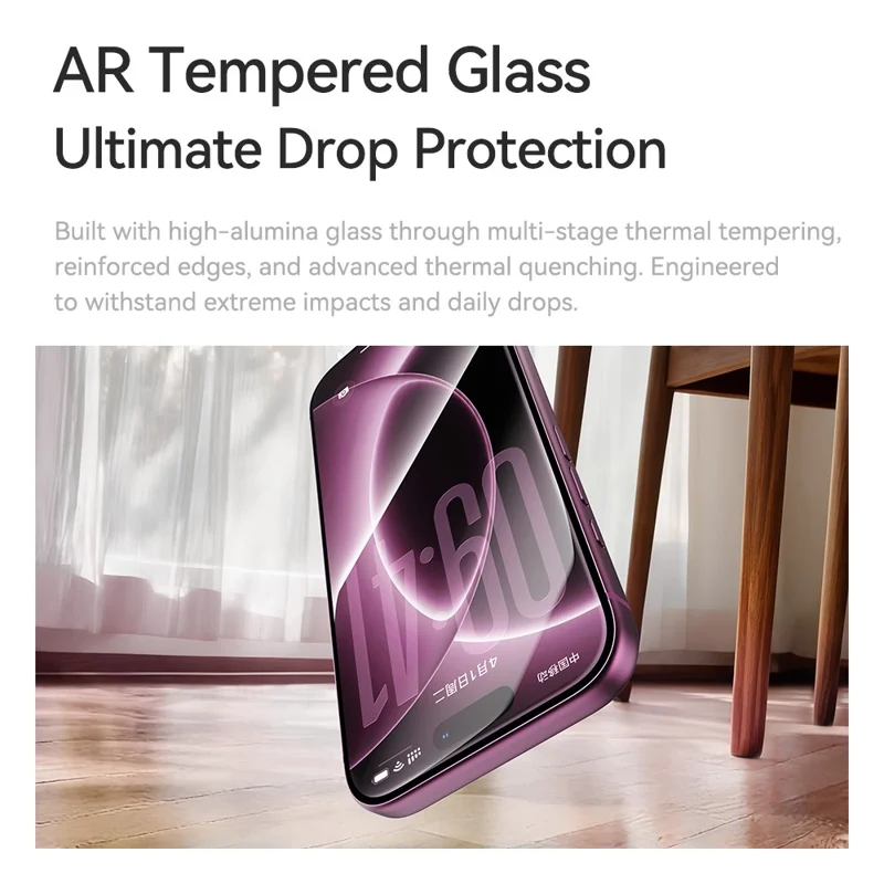 ROCK for iPhone 18 Pro Max Tempered Glass Full Screen Protector Silk Printing Ultra Clear Full Glue Film - Transparent