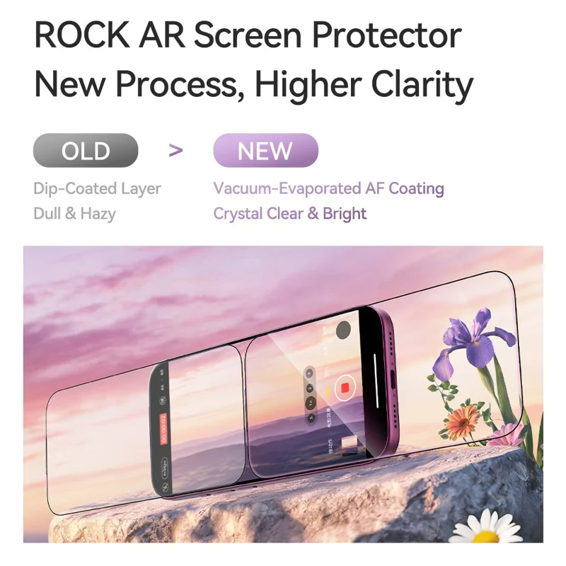 ROCK for iPhone 18 Pro Max Tempered Glass Full Screen Protector Silk Printing Ultra Clear Full Glue Film - Transparent