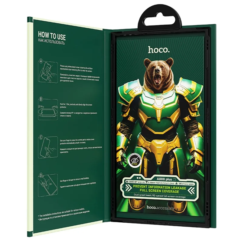 HOCO A888 Plus per iPhone 18 Pro Max Pellicola Protettiva per la Privacy Anti-Graffio in Vetro Temperato con Copertura Totale - Nero