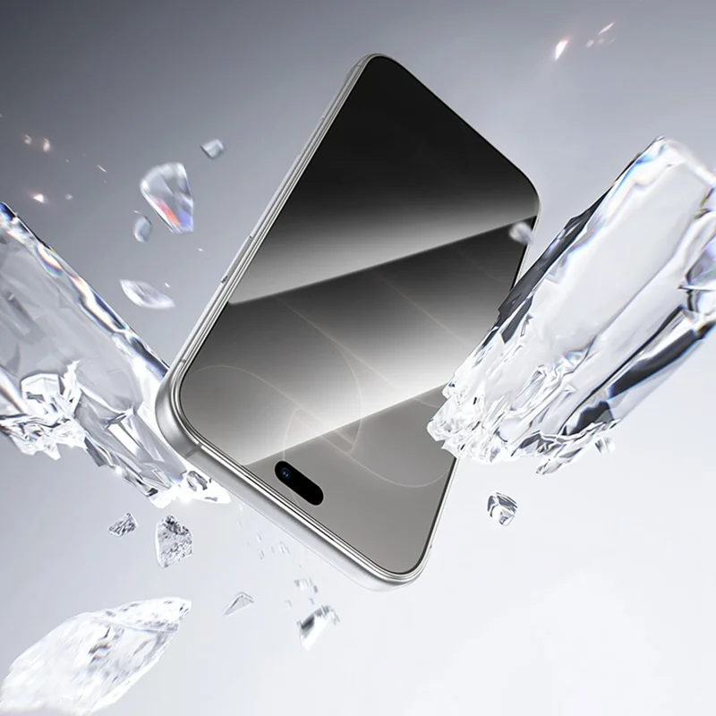 HOCO A44 for iPhone 18 Pro Max Privacy Screen Protector Full Coverage High Aluminium-silicon Glass + Stainless Steel Frame Anti-Peeping Film - Silver