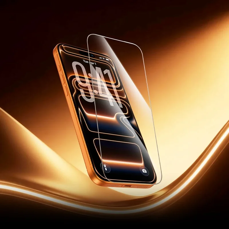HOCO A43 for iPhone 18 Pro Max / 17 Pro Max Screen Protector HD High Aluminium-silicon Glass + Stainless Steel Frame Full Screen Film - Silver