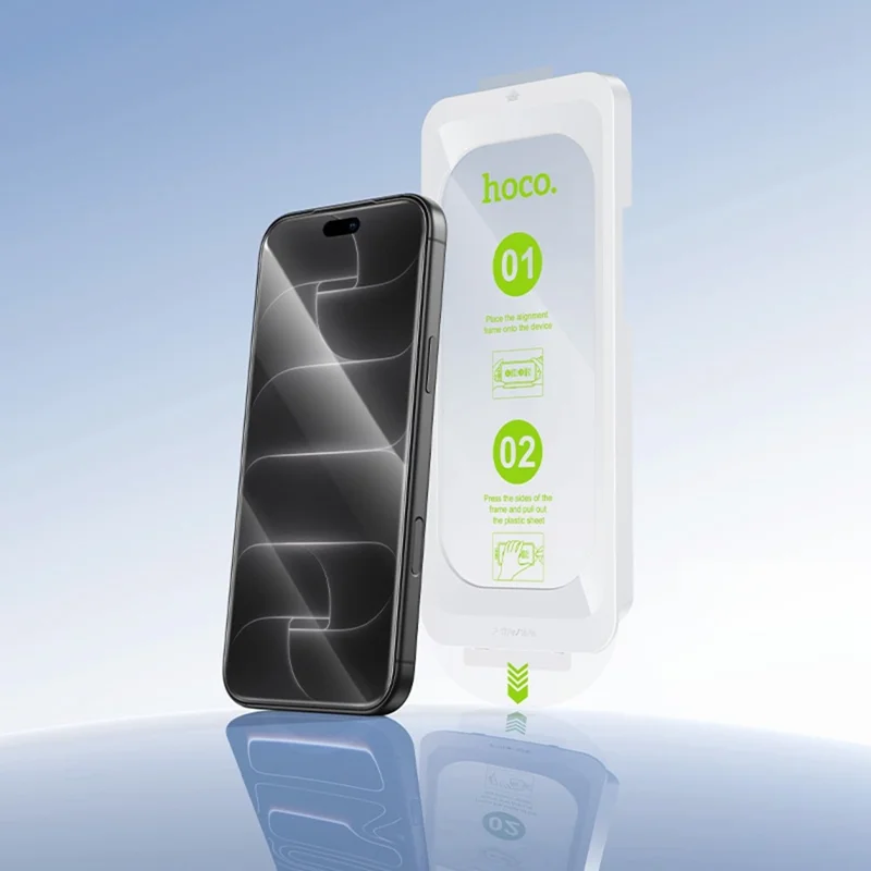 HOCO A41 for iPhone 18 Pro / 17 Pro Full Screen Protector HD High Aluminium-Silicon Glass Film with Automatic Dust Removal Tool - Black