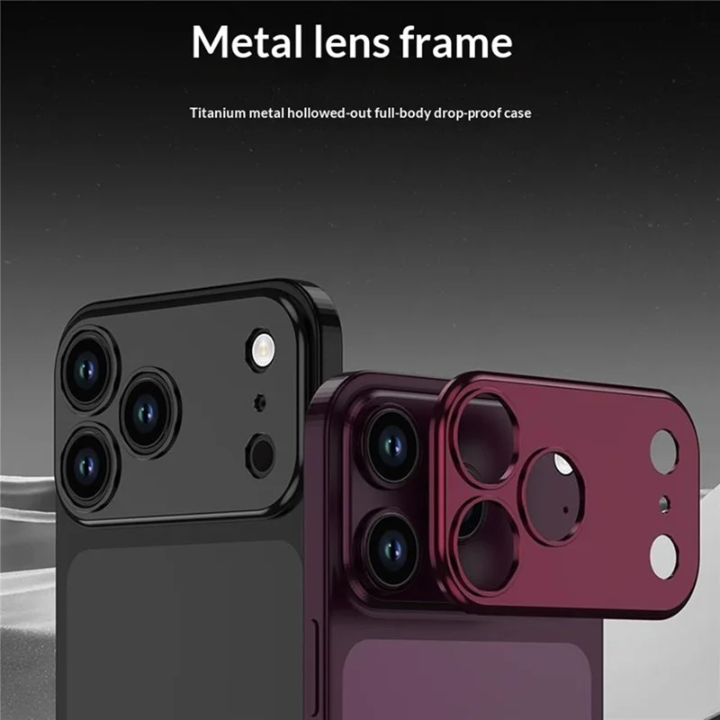 DYONG para iPhone 18 Pro Max Moldura da Lente da Câmera em Metal Oco, Protetor de Lentes Anti-Risco - Vermelho Escuro