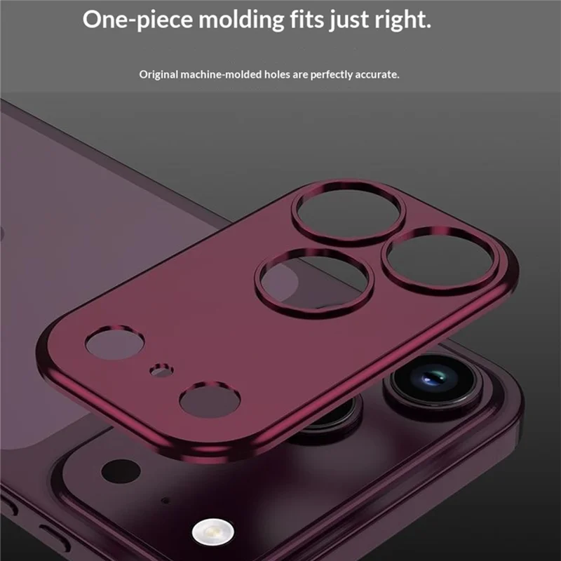 DYONG para iPhone 18 Pro Max Moldura da Lente da Câmera em Metal Oco, Protetor de Lentes Anti-Risco - Vermelho Escuro