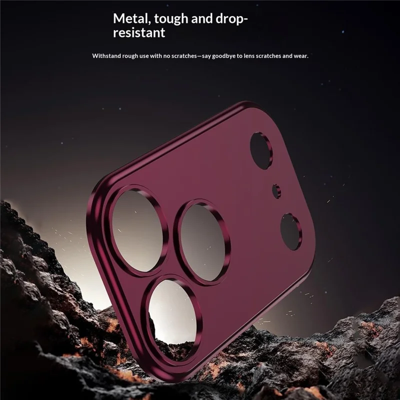 DYONG para iPhone 18 Pro Max Moldura da Lente da Câmera em Metal Oco, Protetor de Lentes Anti-Risco - Vermelho Escuro
