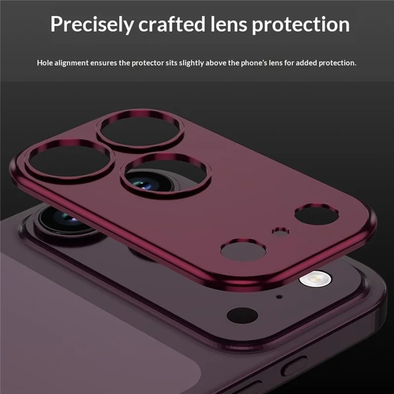 DYONG para iPhone 18 Pro Max Moldura da Lente da Câmera em Metal Oco, Protetor de Lentes Anti-Risco - Vermelho Escuro
