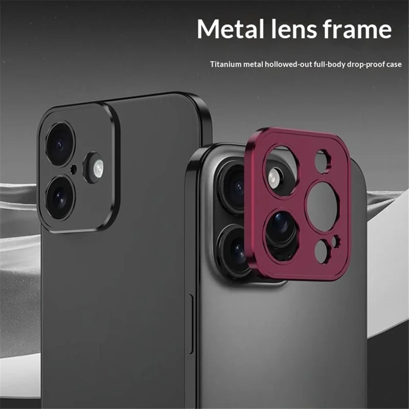 DYONG para iPhone 16 Pro Max Marco de Lente de Cámara Marco Metálico Hueco Protector de Lente Antirayado - Rojo Oscuro