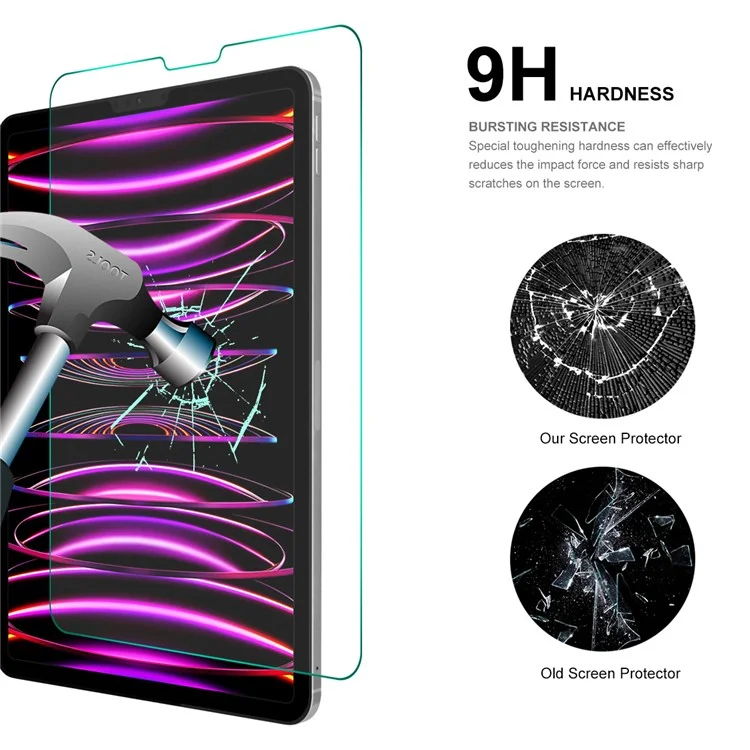 ENKAY HAT PRINCE For iPad Pro 12.9 (2022) / (2021) / (2020 / (2018) Tempered Glass Screen Protector 0.33mm 9H 2.5D Arc Edge HD Clear Full Glue Film