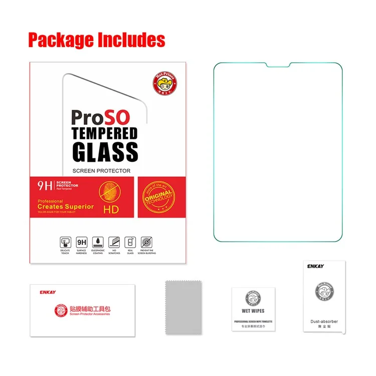 ENKAY HAT PRINCE For iPad Pro 12.9 (2022) / (2021) / (2020 / (2018) Tempered Glass Screen Protector 0.33mm 9H 2.5D Arc Edge HD Clear Full Glue Film