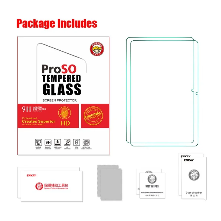 ENKAY HAT PRINCE 2Pcs 9H 0.33mm HD Clear Tempered Glass Film pour Honor Pad 8, Protecteur d'écran anti-explosion avec bord incurvé 2.5D