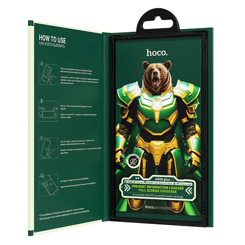 HOCO A888 Plus for iPhone 16 Pro Max Privacy Screen Protector Anti-Scratch Tempered Glass Full Screen Film - Black
