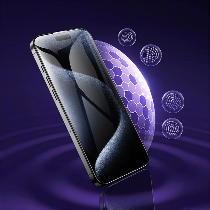 HOCO A34 para iPhone 16 Pro Protector de Pantalla 9D Borde Curvo Grande Cobertura Completa Protector de Vidrio Templado a Prueba de Polvo - Negro