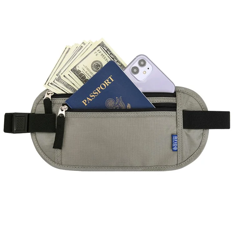 Multifunctional Halter Passport Bag RFID Blocking Crossbody Bag Ticket Document Protection Storage Pouch - Black
