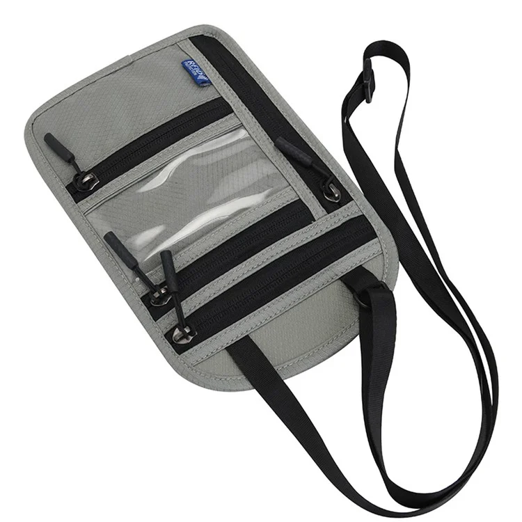 Multifunctional Halter Passport Bag RFID Blocking Crossbody Bag Ticket Document Protection Storage Pouch - Black