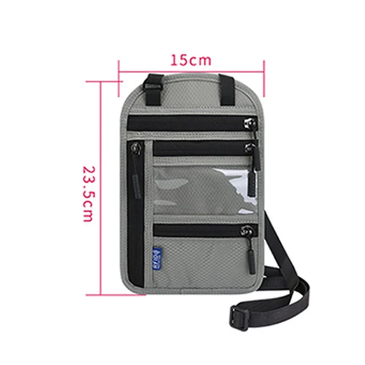 Multifunctional Halter Passport Bag RFID Blocking Crossbody Bag Ticket Document Protection Storage Pouch - Black