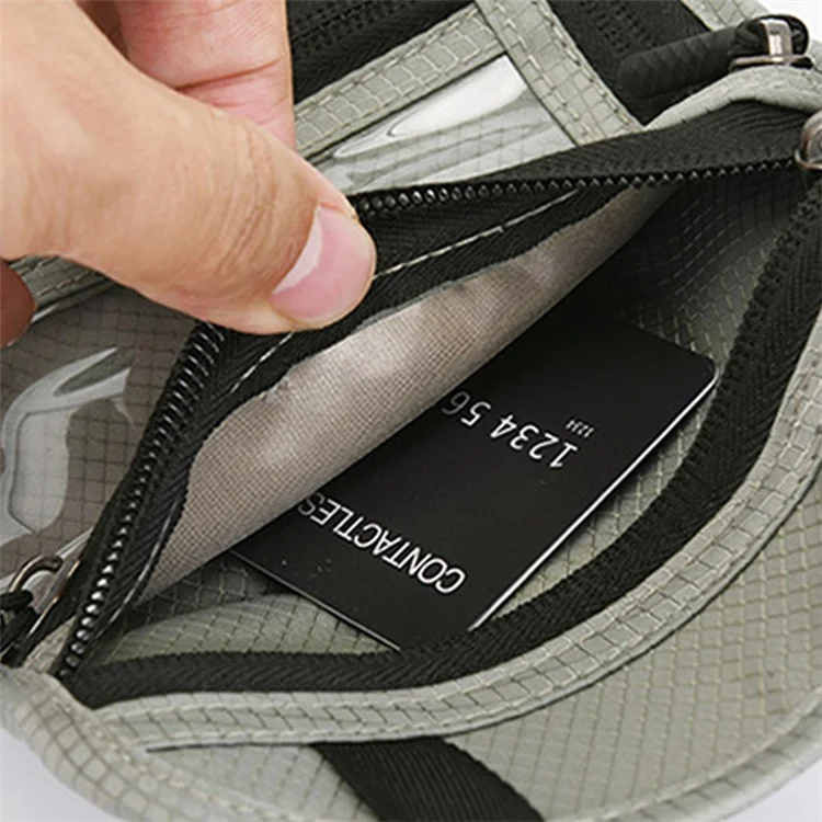 Multifunctional Halter Passport Bag RFID Blocking Crossbody Bag Ticket Document Protection Storage Pouch - Black