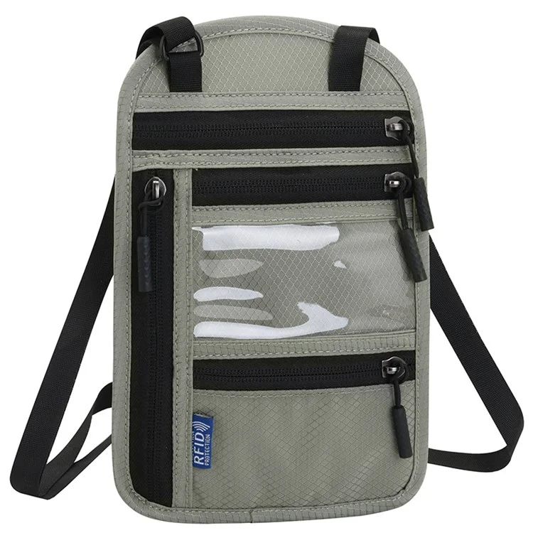 Multifunctional Halter Passport Bag RFID Blocking Crossbody Bag Ticket Document Protection Storage Pouch - Black
