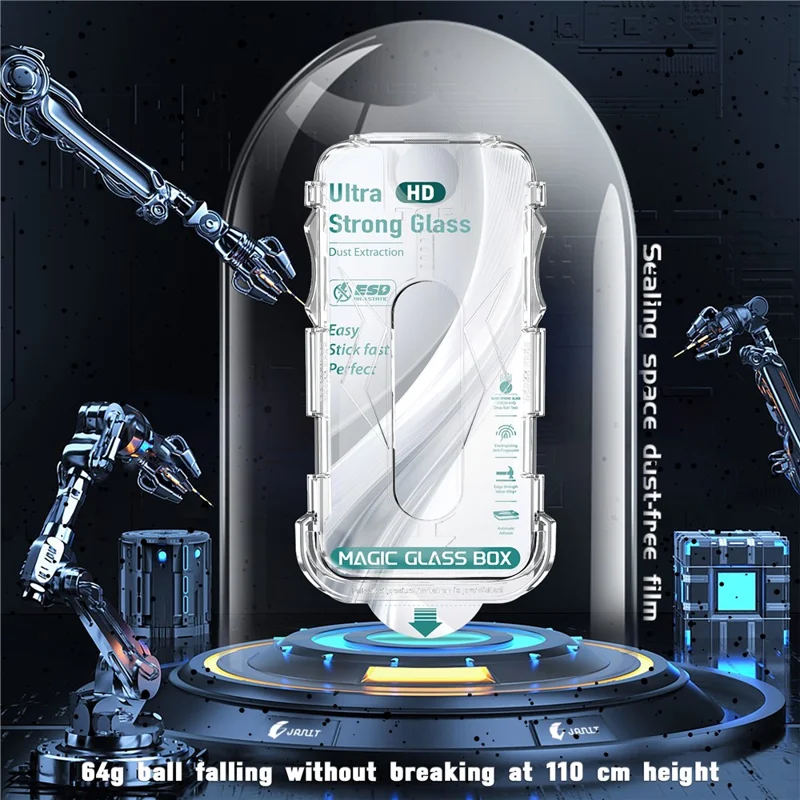 Voor iPhone 18 Pro Max Screenprotector Volledige Dekking Randdruk HD Gehard Glasfolie met Automatische Stofverwijderingsgereedschap - Transparant
