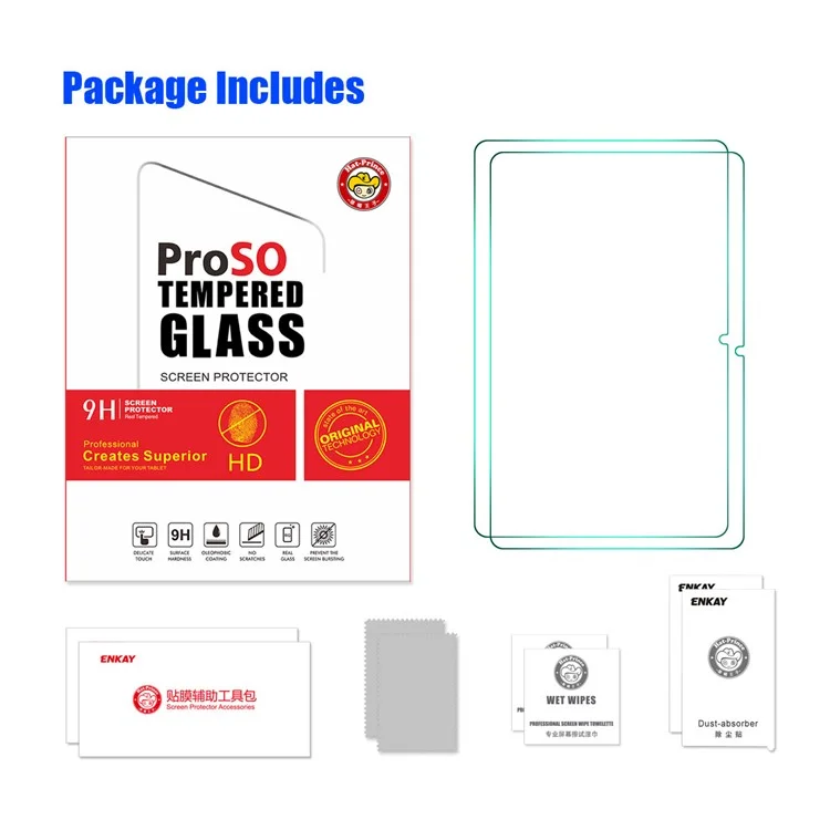 ENKAY PRÍNCIPE DO CHAPÉU 2Pcs Filme de vidro temperado para Honor Pad V8 Pro, 0,33 mm 9H 2,5D HD Protetor de tela claro de cola total 
