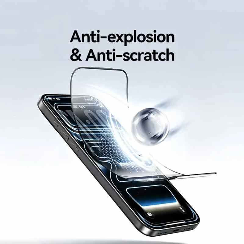 USAMS voor iPhone 18 Pro Max Schermbeschermer Volledige Dekking 0,33 mm HD Gehard Glasfolie met Automatisch Uitlijning Hulpmiddel - Zwart