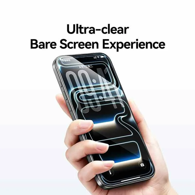 USAMS voor iPhone 18 Pro Max Schermbeschermer Volledige Dekking 0,33 mm HD Gehard Glasfolie met Automatisch Uitlijning Hulpmiddel - Zwart