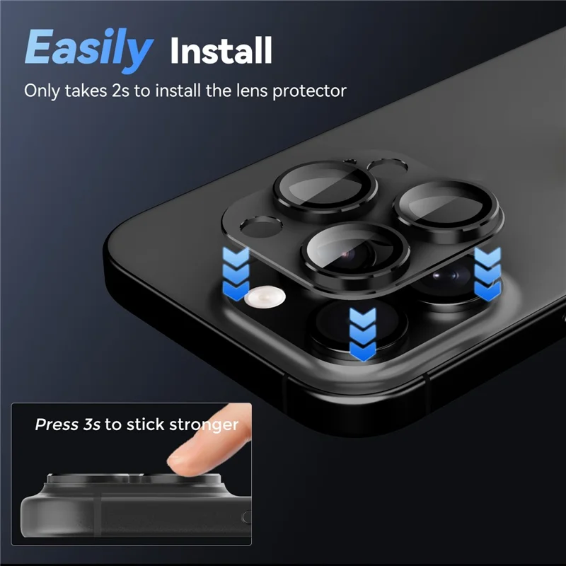 AHASTYLE WG213 til iPhone 16 Pro / 16 Pro Max Kameraobjektiv Beskytter Hårdet Glas HD Fuld Dækning CD Mønster - Sort