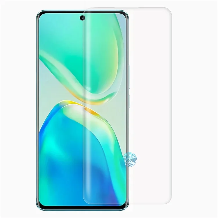 RURIHAI для OnePlus 8 / Xiaomi Civi 2 5G / 13 Lite / vivo S15 Pro 5G 3D Curved Screen Protector UV Liquid Tempered Glass Film Support Fingerprint Unlock