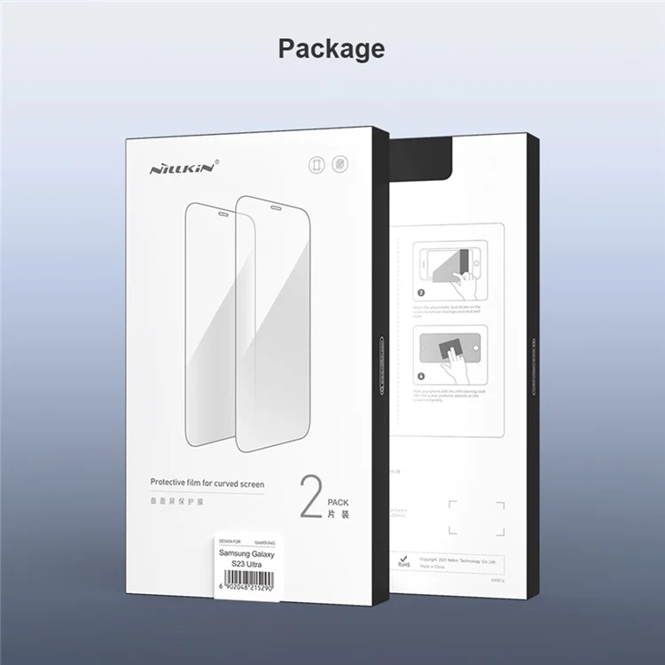 NILLKIN Pour Samsung Galaxy S23 Ultra 2 Pièces / Paquet Film de Protection d'Écran PMMA Pleine Colle 3D Écran Incurvé