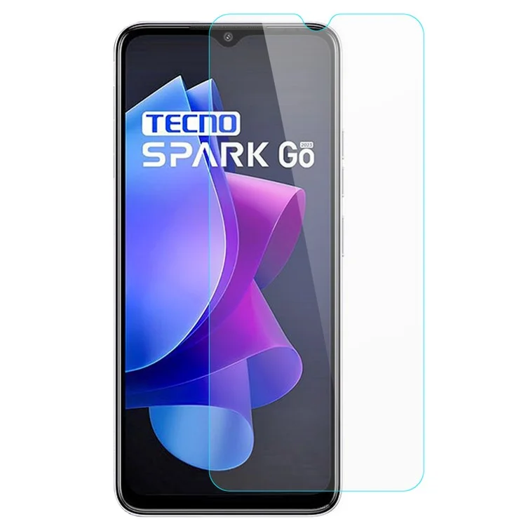 Para TECNO Spark Go 2023 4G Anti-Polvo HD Película de Vidrio Templado Claro 0.3mm Borde de Arco Protector de Pantalla de Teléfono Celular