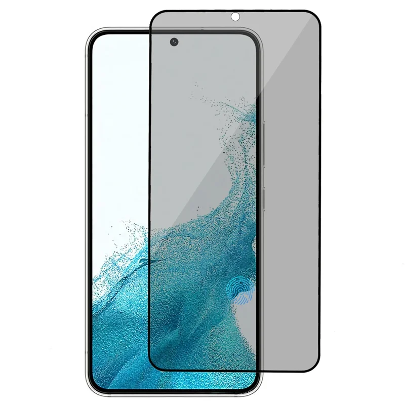 For Samsung Galaxy S22 5G / S23 Full Coverage Silk Printing Anti-Spy Tempered Glass Screen Protector (Support Fingerprint Unlock)