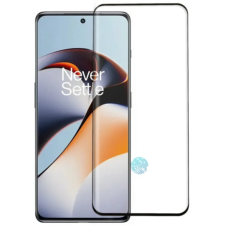 Para OnePlus 11R 5G / Ace 2 5G Silk Printing Screen Protector Side Glue Full Coverage Curved Tempered Glass Film (Support Fingerprint Unlock)