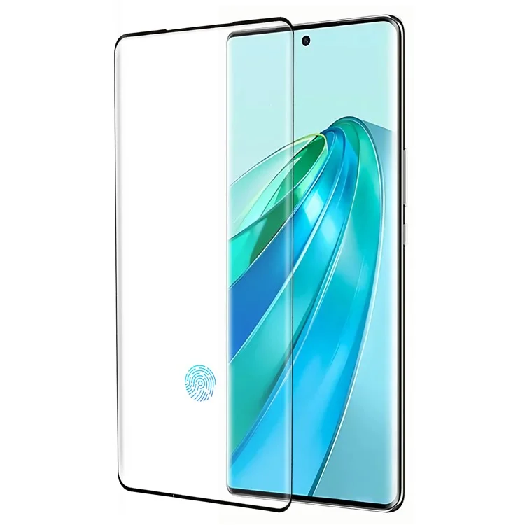 For Honor X9a 5G / Magic5 Lite 5G / X40 5G / 60 5G / 70 5G Curved Edge Tempered Glass Film Side Glue Silk Printing Screen Protector (Support Fingerprint Unlock)