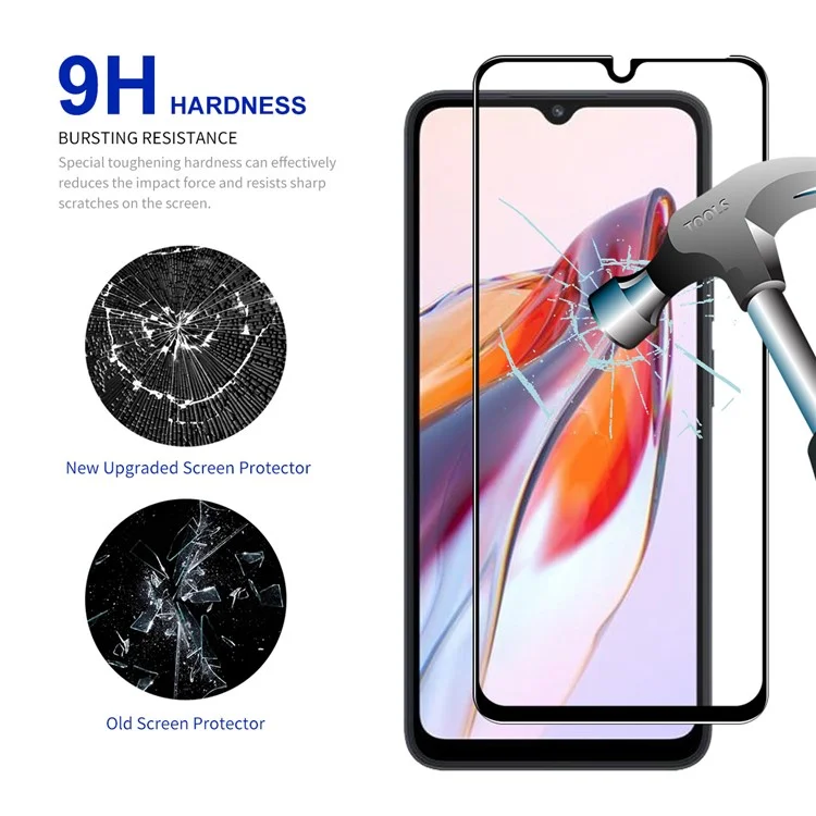 ENKAY HAT PRINCE 2Pcs для Xiaomi Redmi 12C 4G / Poco C55 4G Полноэкранная защита экрана Полный клей Взрывозащищенность 0,26 мм 9H 2,5D Закаленное стекло Пленка