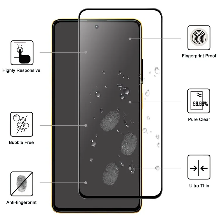 Für Xiaomi Poco X5 Pro 5G / Redmi Note 12 Pro Speed 5G / Note 12 Pro 5G Bildschirmschutz Schwarzer Rand Vollgummi-Gehärtetes Glas-Folie