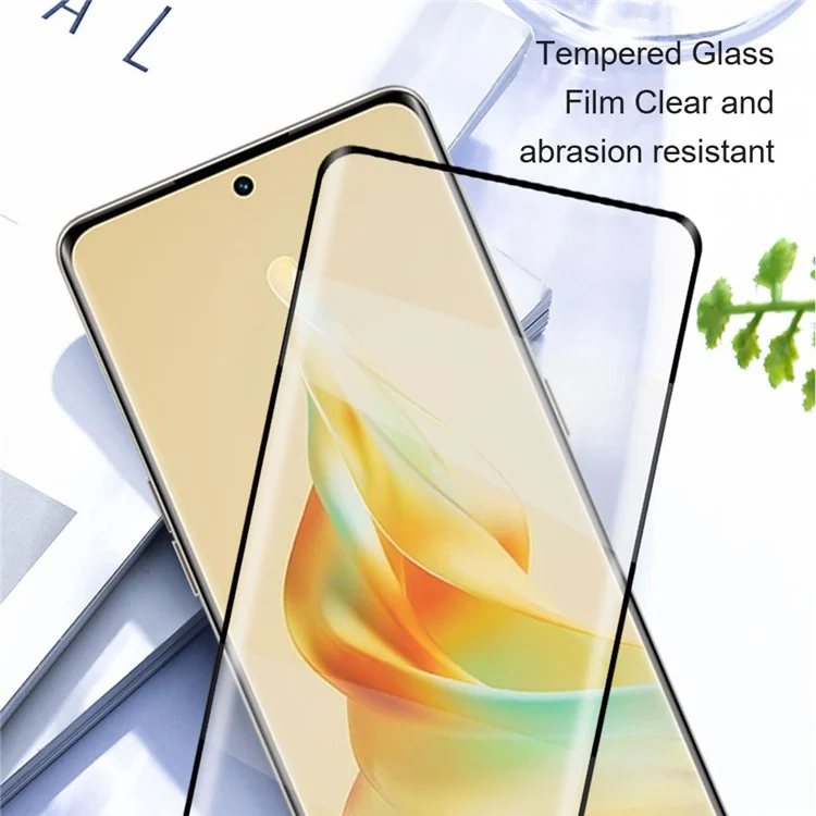 AMORUS For Oppo Reno8 T 5G / A1 Pro 5G Silk Printing Tempered Glass Film 3D Curved Full Glue Full Screen Protector