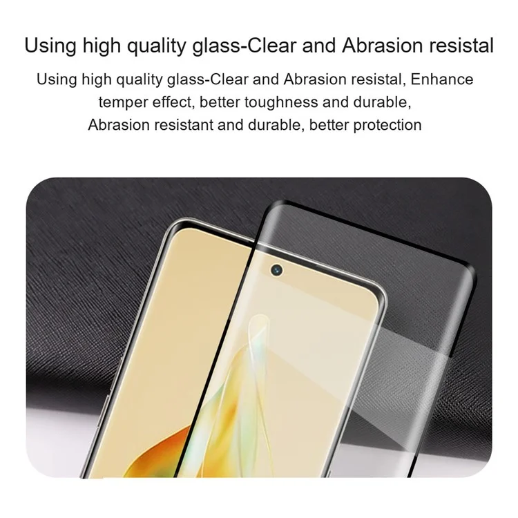 AMORUS For Oppo Reno8 T 5G / A1 Pro 5G Silk Printing Tempered Glass Film 3D Curved Full Glue Full Screen Protector