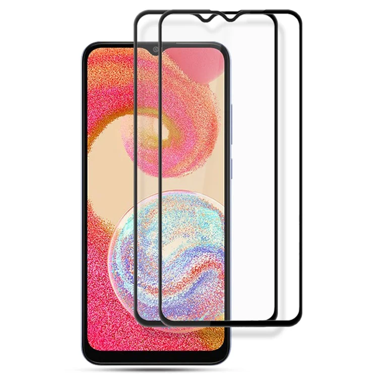 AMORUS 2Pcs Pour Samsung Galaxy A04e 4G / F04 4G / M04 4G Protecteur d'Écran Plein Écran Colle Complète Impression Sérigraphie Verre Trempé HD Transparent - Noir