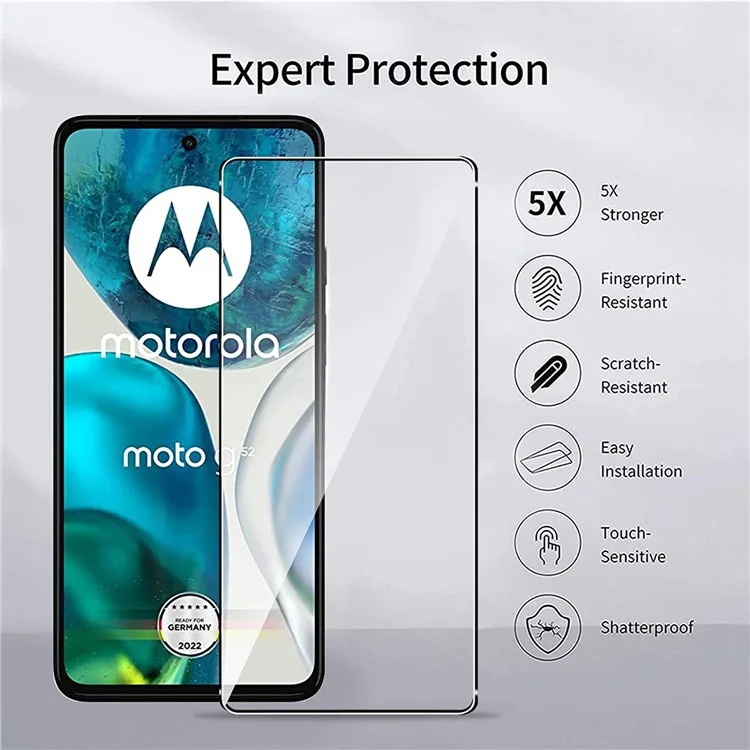 For Motorola Moto G52 4G 2.5D Arc Edge Tempered Glass Film Anti-explosion Fingerprint-free Screen Protector