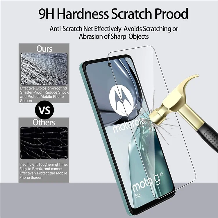 Pour Motorola Moto G62 5G Anti-explosion Screen Protector 2.5D Arc Edge Ultra Clear Tempered Glass Film