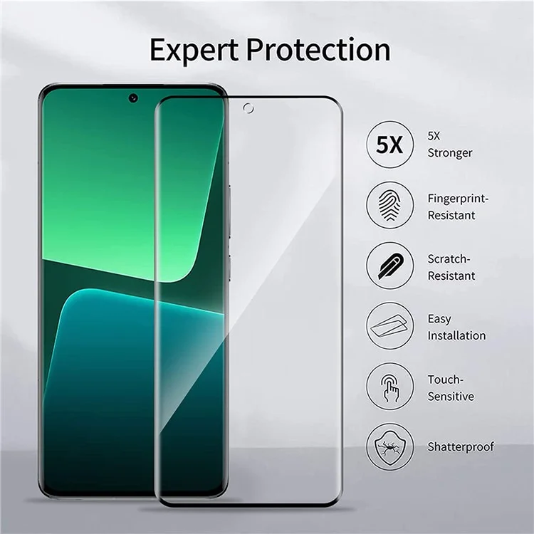 Para Xiaomi 13 Pro 5g Protetor de Tela Inteira 3D Cola Lateral Lateral Anti-explosão Anti-glare Tempered Glass Film