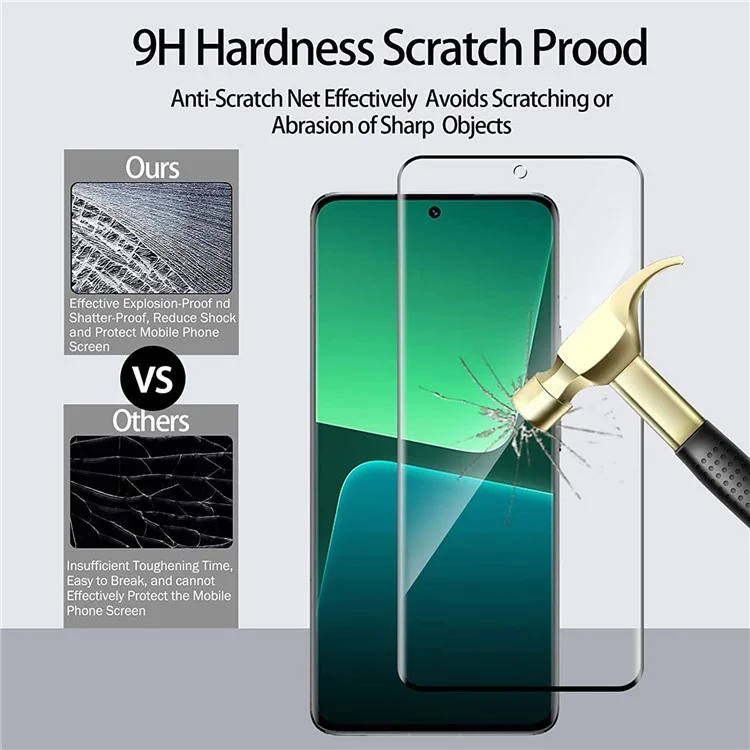 Para Xiaomi 13 Pro 5g Protetor de Tela Inteira 3D Cola Lateral Lateral Anti-explosão Anti-glare Tempered Glass Film