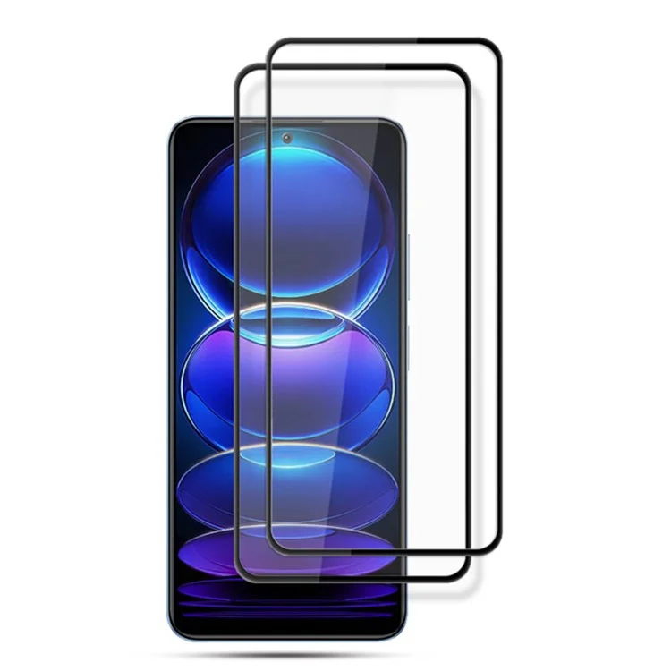 AMORUS 2Pcs For Xiaomi Redmi Note 12 5G (China) / (India) / (Global) / Poco X5 5G Tempered Glass Screen Protector Silk Printing Full Glue Film - Black