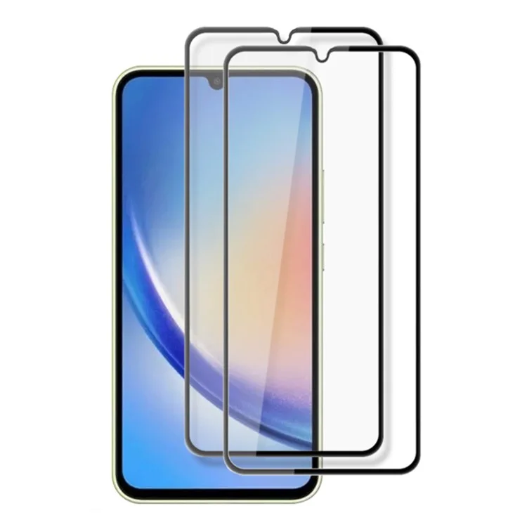 AMORUS 2Pcs For Samsung Galaxy A34 5G Protecteur d'écran en verre trempé Impression Silk Screen Protecteur d'écran Film Full Glue Full Screen - Noir