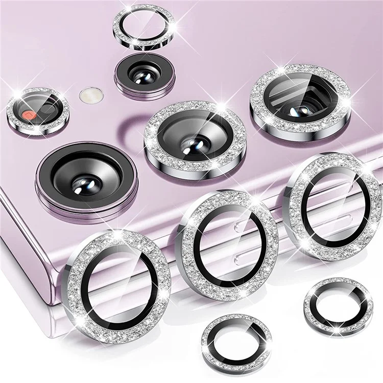 ENKAY HAT PRINCE 1 Set pour Samsung Galaxy S23 Ultra Protecteur d'objectif de caméra Alliage d'aluminium + Verre trempé Strass Film arrière de l'objectif - Argent