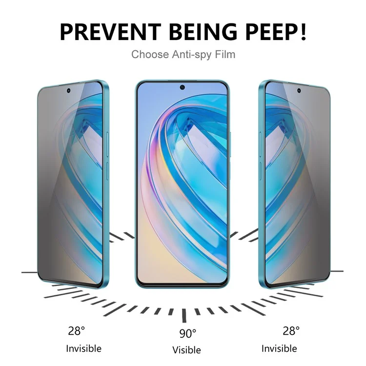 ENKAY HAT PRINCE per Honor X8a 4G 28 Gradi Anti-spia Protezione Completa dello Schermo Colla Totale Anti-riflesso Pellicola in Vetro Temperato