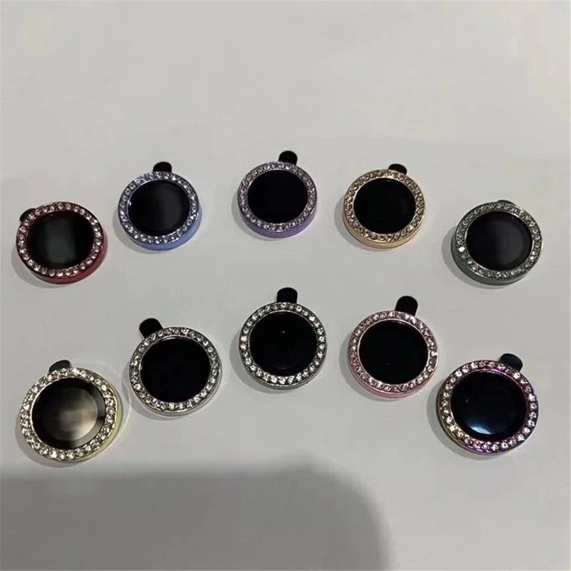 MKADI For iPhone 14 Pro / 14 Pro Max 1 Set Metal + Tempered Glass Camera Lens Protector Rhinestone Decor Anti-scratch Lens Film - Silver