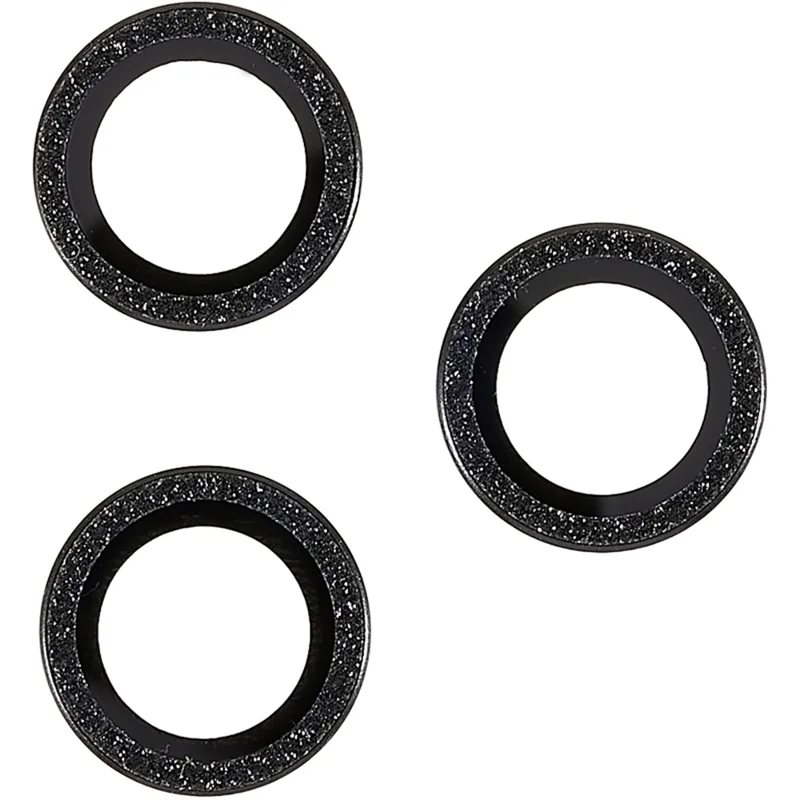 Protetor de Lente de Câmera Bling para iPhone 14 Pro / 14 Pro Max, Capa Individual de Lente com Moldura Metálica e Brilho + Vidro Temperado - Preto